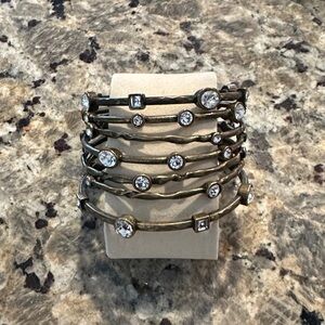 Elegant Gold and Silver Crystal Bangle Set